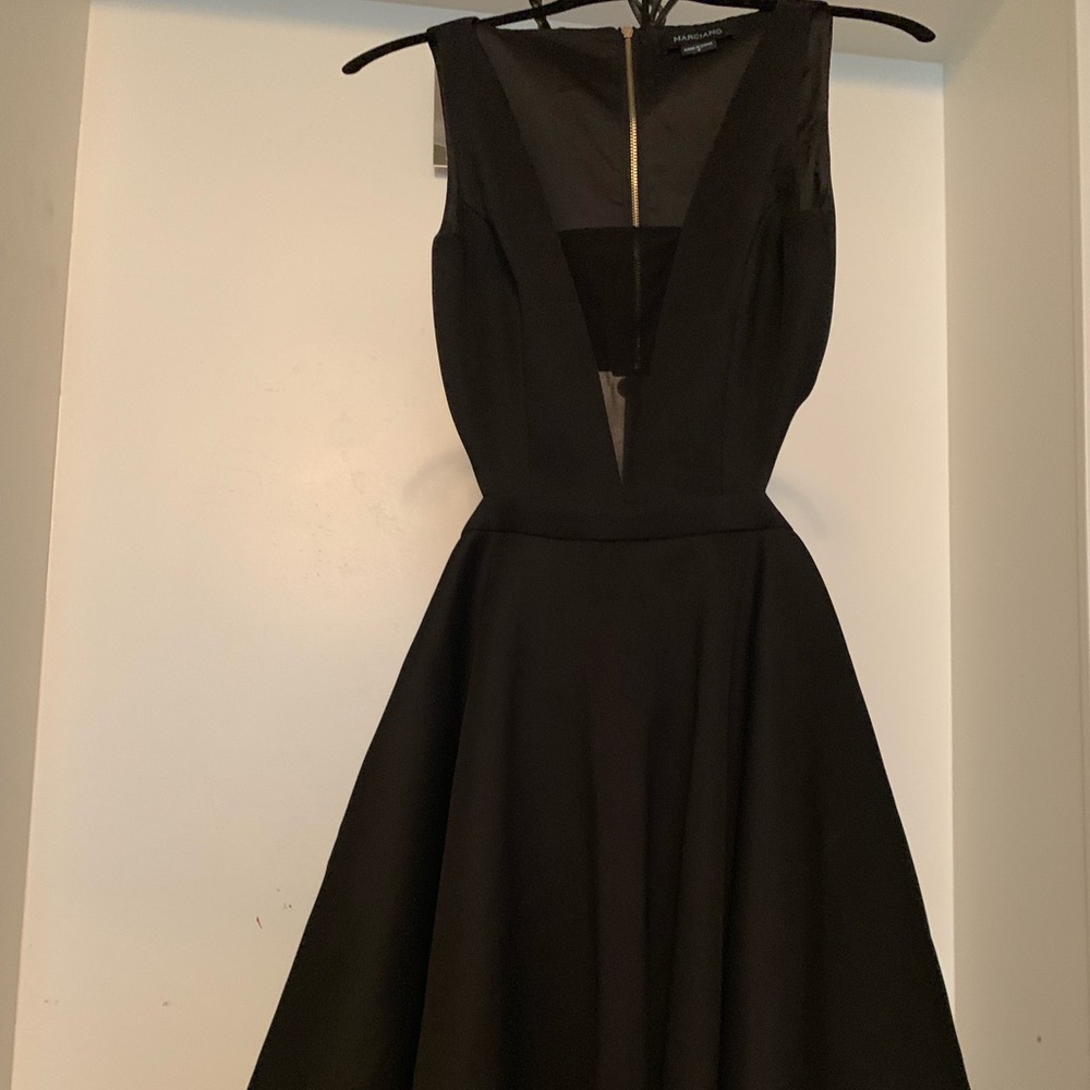 Marciano black fit & flare midi party dress